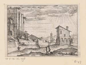Ruinen des Palazzo Maggiore in Rom und Gebäude in der Nähe (Ansichten von Rom)