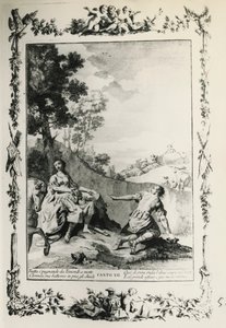 Jerusalem Befreit, Gesang XII, Illustration von Giovanni Battista Piazzetta für das Gedicht von Torquato Tasso, Ausgabe veröffentlicht in Venedig 1745, Italien