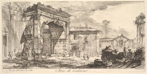 Bogen des Galienus. 1. Fassade der Kirche von S. Vito Arco di Galieno. 1. Facciata del..., ca. 1748 von Giovanni Battista Piranesi