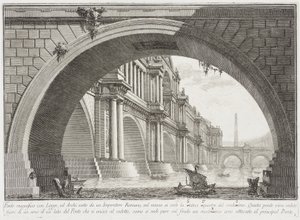 Von Loggien überdachte Brücke und Bögen von Giovanni Battista Piranesi
