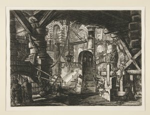 Carceri, XVI: Der Pfeiler mit Ketten von Giovanni Battista Piranesi
