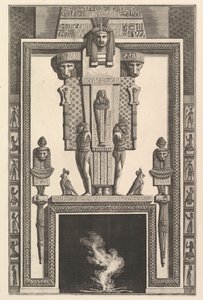 Kamin im ägyptischen Stil: Mumie über einer großen Karyatide über dem Sturz, 1769 von Giovanni Battista Piranesi