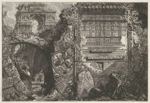 Frontispiz mit antiken Ruinen und einem Triumphbogen von Giovanni Battista Piranesi