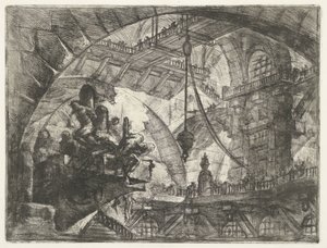 Kerker mit Gefangenen auf herausragender Plattform (Kerker) von Giovanni Battista Piranesi