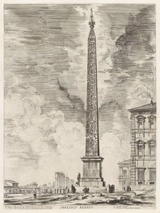 Ägyptischer Obelisk. Dieser wurde von Sixtus V. auf der Piazza di San Giovanni in Laterano errichtet, aus „Ansichten von Rom“ von Giovanni Battista Piranesi