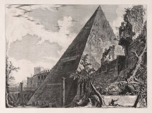 Pyramide des C. Cestius, aus Vedute di Roma (Ansichten von Rom) von Giovanni Battista Piranesi