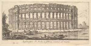 Platte 23: Amphitheater von Pola in Istrien nahe dem Meer Anfiteatro di Pola in Istria vi..., ca. 1748