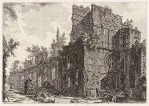 Ruinen einer der Soldatenunterkünfte in der Nähe eines der bedeutenden Gebäude von Hadrian in seiner Villa in Tivoli von Giovanni Battista Piranesi