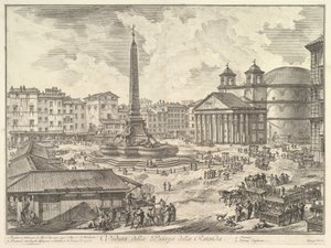 Die Piazza della Rotonda, mit dem Pantheon und Obelisk Veduta della Piazza della Rot..., ca. 1751 von Giovanni Battista Piranesi