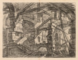 Die Gefängnisse: Eine Perspektive von Kolonnaden mit Zickzack-Treppe, 1745-1750 von Giovanni Battista Piranesi