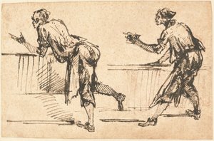 Zwei Arbeiter an Tischen (recto)