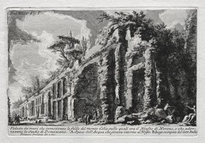 Veduta dei muri che investivano le falde del Monte Celio von Giovanni Battista Piranesi