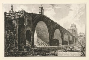 Veduta del Ponte Molle sul Tevere due miglia lontan da Roma (Ansicht der Milvischen Brücke über den Tiber zwei Meilen außerhalb Roms), aus Vedute di Roma von Giovanni Battista Piranesi