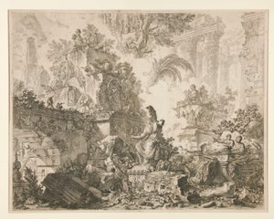 Veduten von Rom: Frontispiz mit Minerva-Statue