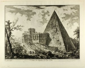 Blick auf das pyramidenförmige Grab von Cestius, aus Ansichten von Rom von Giovanni Battista Piranesi