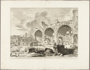 Ansicht der Überreste des Speisesaals des Goldenen Hauses von Nero, allgemein als Tempel des Friedens bezeichnet, aus Ansichten von Rom