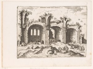 Ansicht der Basilika von Maxentius in Rom (Ruinarum Templi Pacis Prospectus, Praecipua aliquot Romanae Antiquitatis Ruinarum Monimenta)