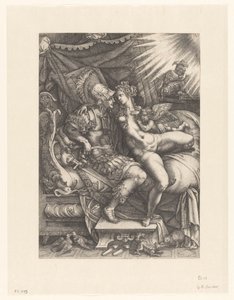 Mars und Venus als Liebende von Giovanni Battista Scultori