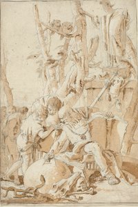 Demokrit und Heraklit lachen und trauern über die Torheiten der Welt von Giovanni Battista Tiepolo