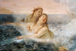 Detail von Thetis, aus Thetis tröstet ihren Sohn Achilles, aus dem Raum der Ilias in der Palazzina von Giovanni Battista Tiepolo