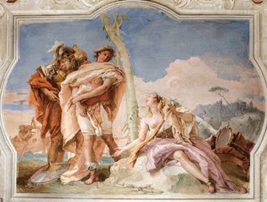 Rinaldo verlässt Armida, aus dem Raum des Befreiten Jerusalem in der Palazzina, 1757