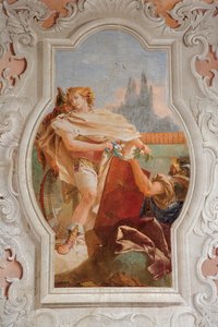 Rinaldo schämt sich seiner Vergangenheit, aus dem Raum des Befreiten Jerusalem in der Palazzina, 1757