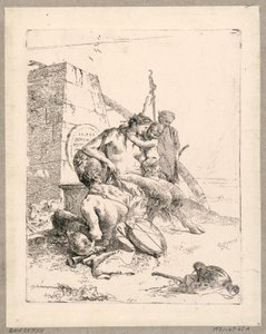 Satyrfamilie mit einem Obelisken, Platte 11 aus den Scherzi di Fantasia