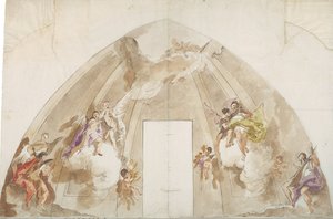Singende und musizierende Engel: Vorbereitende Zeichnung für die Decke der Kathedrale von Udine von Giovanni Battista Tiepolo