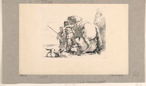 Soldat mit Pferd und Stallbursche, aus den Vari Capricci von Giovanni Battista Tiepolo