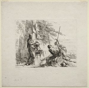 Verschiedene Kaprizen: Die Frau, die mit den Händen auf einer Vase steht, 1785