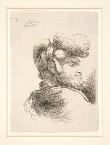 Ein Mann im Profil, nach rechts gewandt, aus der Serie Les petites tetes d von Giovanni Benedetto Castiglione