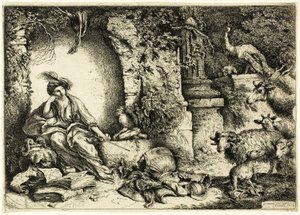 Circe mit Gefährten des Odysseus in Tiere verwandelt von Giovanni Benedetto Castiglione