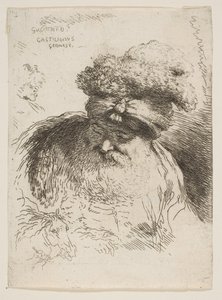 Kopf eines alten bärtigen Mannes mit Turban, aus der Serie Kleine Köpfe im Orient..., ca. 1645-1650 von Giovanni Benedetto Castiglione
