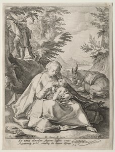 Ruhe auf der Flucht nach Ägypten von Giovanni Benedetto Castiglione