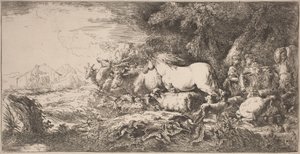Die Tiere gehen zur Arche von Giovanni Benedetto Castiglione