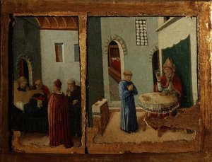 Zwei Szenen aus dem Leben des Heiligen Savino von Giovanni Boccati or Boccatto