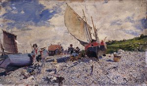 Strand von Etretat nördlich von Le Havre von Giovanni Boldini