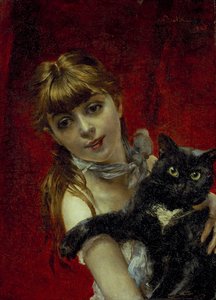 Mädchen mit schwarzer Katze, ca. 1885 von Giovanni Boldini