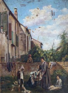 Italien, Ferrara, Der Hof des Vaterhauses von Giovanni Boldini