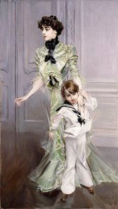 Porträt von Madame Hugo und ihrem Sohn, 1924 von Giovanni Boldini