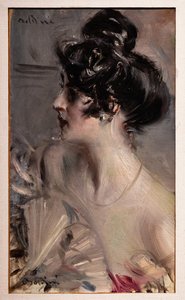 Profil einer jungen Brünetten mit Dutt von Giovanni Boldini