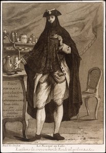 Ein Mann mit Maske trinkt eine Tasse Kaffee (Le Masque au Caffé) von Giovanni David