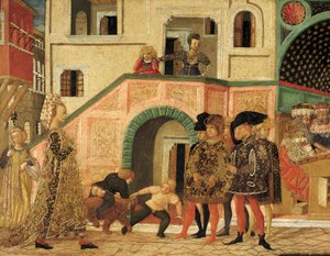 Geschichten von Susanne, um 1450, Vorderseite einer bemalten Truhe, Detail von Giovanni Di Ser Giovanni Lo Scheggia Guidi