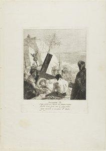 Christus fällt zum dritten Mal unter dem Kreuz, Platte neun aus dem Kreuzweg von Giovanni Domenico Tiepolo
