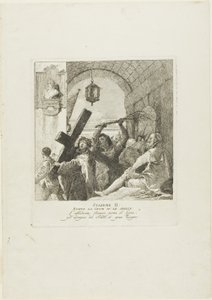 Christus empfängt das Kreuz, Tafel zwei aus Kreuzwegstationen von Giovanni Domenico Tiepolo