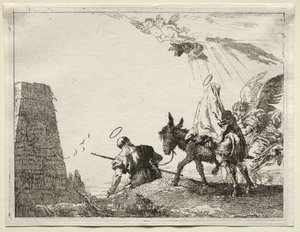 Flucht nach Ägypten: Die Heilige Familie passiert eine Pyramide von Giovanni Domenico Tiepolo