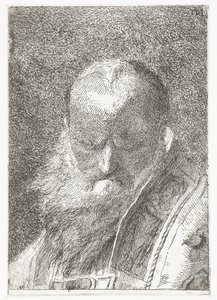 Geistlicher mit kahlem Kopf in Kasel von Giovanni Domenico Tiepolo