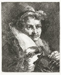 Mann mit Schnurrbart und Helm von Giovanni Domenico Tiepolo