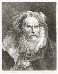 Mann mit Turban und hohem Kragen