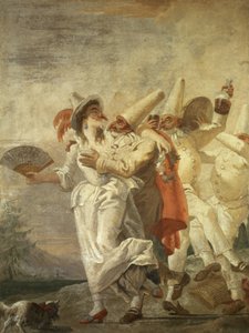 Pulcinella verliebt, um 1793 von Giovanni Domenico Tiepolo
